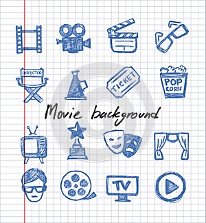 Blue movie icon set