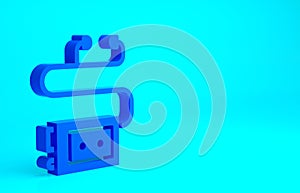 Blue Museum audio guide icon isolated on blue background. Headphones for excursions. Minimalism concept. 3d illustration