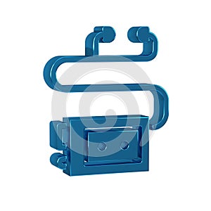 Blue Museum audio guide icon isolated on transparent background. Headphones for excursions.