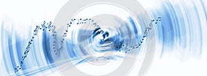 Blue music background with bright gradient and blur effects