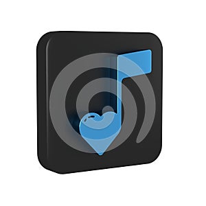 Blue Music note, tone with hearts icon isolated on transparent background. Valentines day. Black square button.
