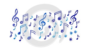 Blue Music Notes Pattern: Harmonious Melody Background, vector design Generative AI