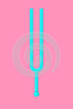 Blue Music Tuning Fork in Duotone Style. 3d Rendering
