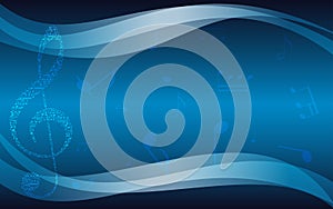 Blue musical background with treble clef - flyer
