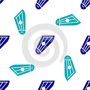 Blue Musical instrument kankles icon isolated seamless pattern on white background. Vector