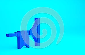 Blue Musical instrument trumpet icon isolated on blue background. Minimalism concept. 3d illustration 3D render