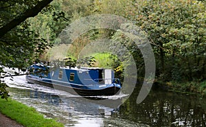 Blue narrowboat