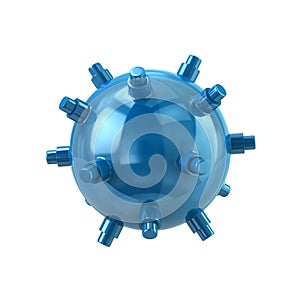 Blue naval mine 3d illustration