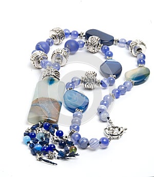 Blue necklace with agate