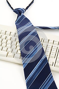 Blue Necktie and Keyboard