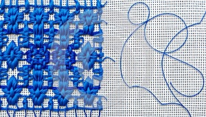 Blue Needlepoint in Progress