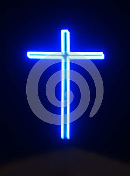 Blue Neon Cross