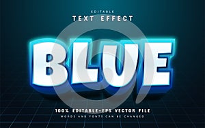 Blue neon 3d text effect editable