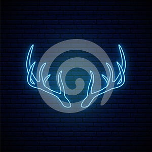 Blue neon horns sign.