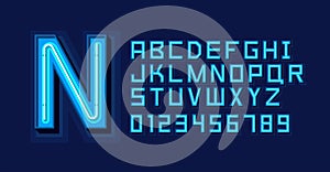 Blue Neon Light Alphabet Font