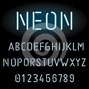 Blue neon light alphabet