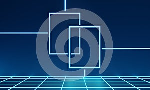 Blue neon light background picture.3d rendering