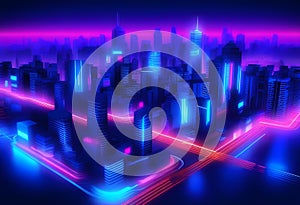 blue neon light city background