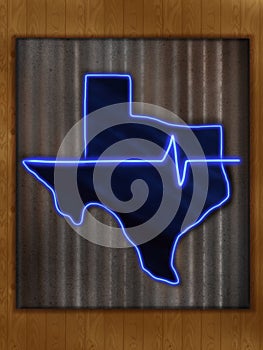 Blue neon Texas map