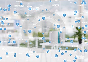 Blue network against blurry white office