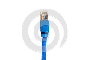 Blue network cable isolated on white background