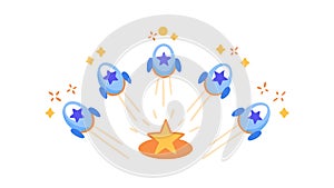 Blue Network Connection Atom Structure Icon, vector design Generative AI