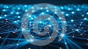 Blue Network Connection, Data Transfer, Technology Background