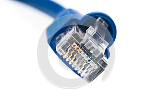 Blue Network Utp Cable, Studio shot on White Background