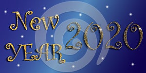 Blue new 2020 year. Holiday festive background. Merry christmas text. Festive event banner. Vector concept. Vector logo design.