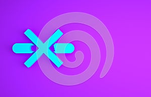 Blue No Smoking icon isolated on purple background. Cigarette symbol. Minimalism concept. 3d illustration 3D render