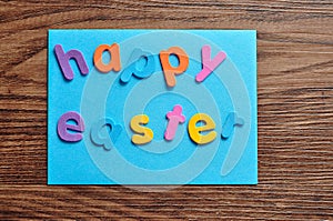 A blue note with the words happy easter