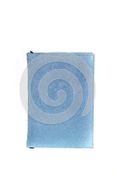 Blue notebook isolated on white.