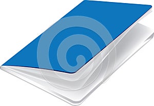 Blue notebook with white papers for school use photo