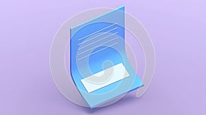 Blue notepad on a soft purple background