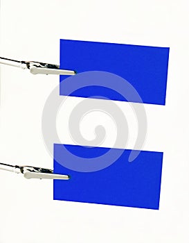 Blue notice-card on clip