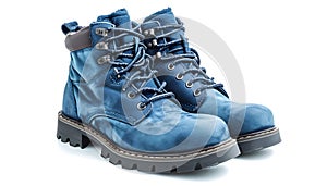 Blue nubuck leather hiking boots