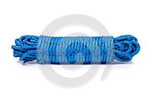 Blue nylon rope isolated on white background