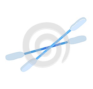 Blue oars crossed on a white background. Rowing or kayaking equipment, sports and water activities vector illustration