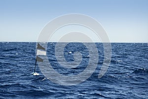 Blue ocean with fisherman longline flag