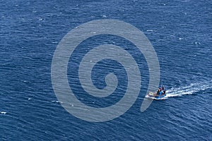 The blue ocean near Ponta de Sao Lourenco in Madeira island.