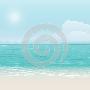 Blue ocean or sea wave vector summer beach banner background abstract illustration