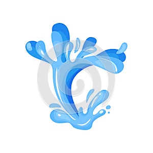 Blue ocean or sea wave water splash, wavy symbol of nature in motion vector Illustration