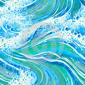 Blue Ocean Sea Waves Pattern