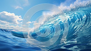 Blue ocean wave. 3d render illustration. Ocean water background