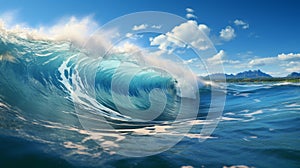 Blue ocean wave. 3d render illustration. Ocean water background