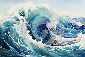 Blue ocean wave background. 3d rendering, 3d illustration. Generative AI Generative AI