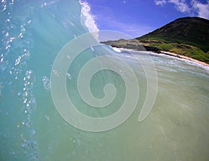 Blue Ocean Wave at the Beach in Hawaii