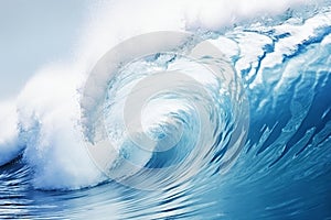 Blue ocean wave close-up