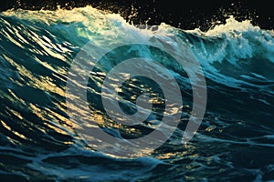 Blue ocean wave closeup,  Natural background,  Toned image