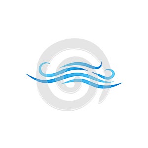 Blue ocean wave icon object isolated vector on white background
